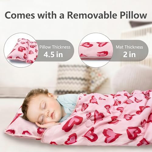 Primlect Toddler Nap Mat with Pillow, Thickened Extra Large Sleeping Bag