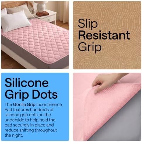 GORILLA GRIP Washable Reusable Underpads, 34x52, Pink