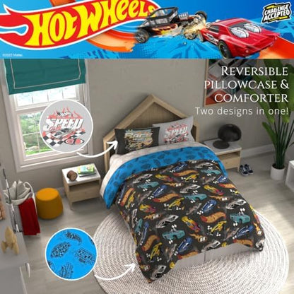 Hot Wheels Kids Bedding Super Soft Comforter and Sheet Set with Sham, 7 Piece Full Size, (Officially Licensed Product) By Franco