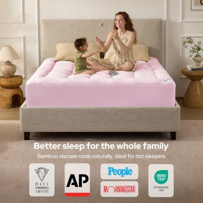 BEDLORE Queen Mattress Topper , Thick Pillow Top Mattress Pad