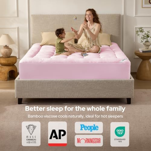 BEDLORE King Mattress Topper, Thick Pillow Top Mattress Pad