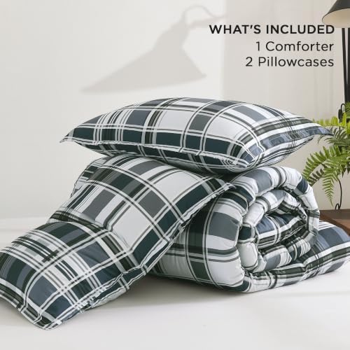 Andency Navy Plaid Comforter Set Queen, Gingham Checkered Grid Bedding Set