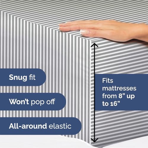 Queen Size 4 Piece Sheet Set - Ultra Soft & Cooling Sheets - Grey Stripes 1