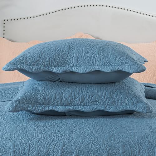 HoneiLife King Quilt Bedding Sets - 3 Piece Microfiber Quilt Sets Lightweight Bedspreads Reversible Coverlets Retro Bed Cover Quilt King Size All Season Quilts