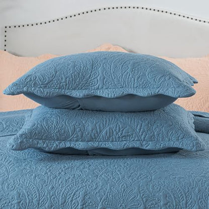 HoneiLife King Quilt Bedding Sets - 3 Piece Microfiber Quilt Sets Lightweight Bedspreads Reversible Coverlets Retro Bed Cover Quilt King Size All Season Quilts
