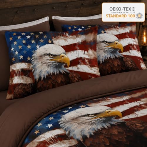 CCoutueChen American Flag Eagle Comforter Set Queen for Camo Patriotic