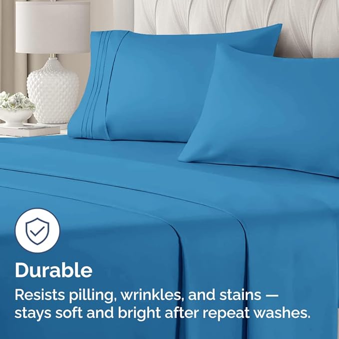 King Standard Pillow Cases Set of 4 - Soft Hotel Quality Pillowcase Covers - Comfy Bedding for Women, Men, Kids & Teens - Machine Washable Pillow Protectors - 4 Piece Set - King Standard Denim Blue