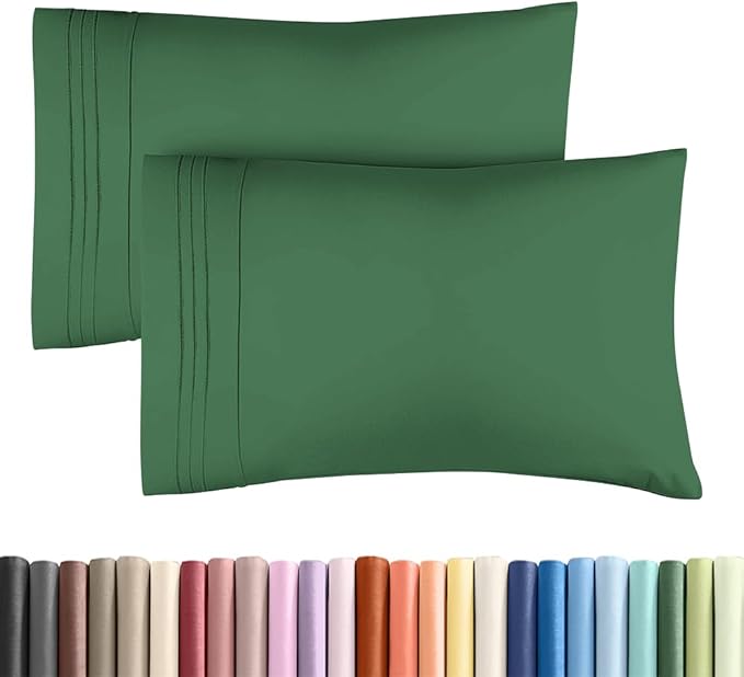 Standard Pillow Cases Set of 2 - Ultra-Soft Hotel Quality Pillowcase Covers - Comfy & Wrinkle Free - Stain and Fade Resistant - Machine Washable Pillow Protectors - 2 Piece Set, Standard Emerald Green
