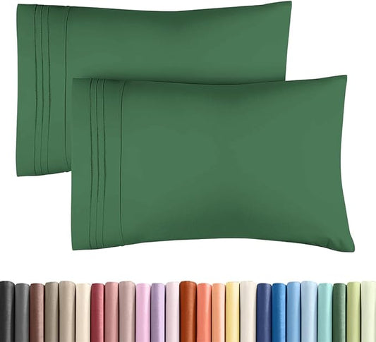 King Standard Pillow Cases Set of 2 - Ultra-Soft Hotel Quality Pillowcase Covers - Comfy, Cozy & Fade Free - Wrinkle Resistant - Machine Washable Pillow Protectors - 2 Piece Set - Emerald Green