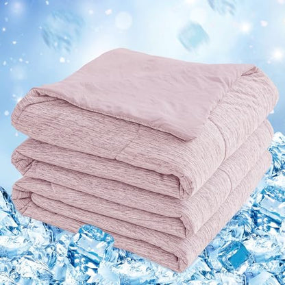 CHOSHOME Cooling Comforter Cooling Blanket, Q-Max 0.45 Cool Sleeping Summer Blanket for Hot Sleeper Night Sweats, King 90" x 108", Pink