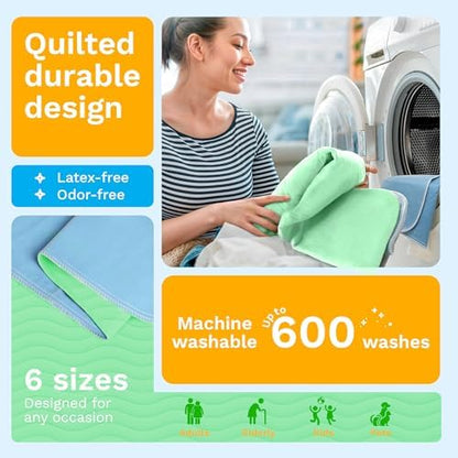 GREEN LIFESTYLE® Washable Underpads - Heavy Absorbency Reusable Bedwetting Incontinence Pads for Kids, Adults, Elderly, and Pets - Toddler Mattress Pads for Bed, Sofa, Floor (Pack of 1 - 34x52)