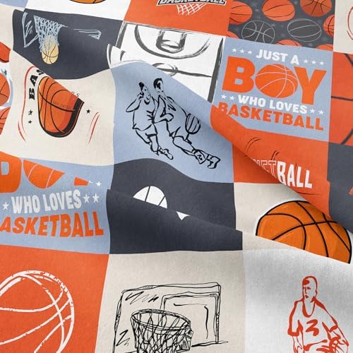 6pcs Basketball Comforter Set for Boys, Queen Size Bedding Sets for Teen,Kids Comforter Set with 1 Quilt+1 Flat Sheet+1 Fitted Sheet+2 Pillowcases+1 Cushion Cover(Basketball-E Queen)