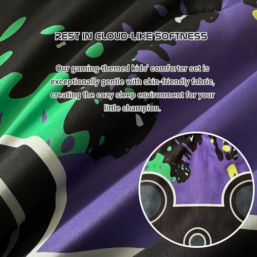 Twin Comforter Set for Boys -5 Pieces Black Gamer Bedding Twin Bedding Sets