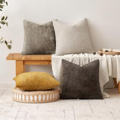 MIULEE Decorative Gold Euro Sham Throw Pillow Covers 26x26 Inch 2 Pack