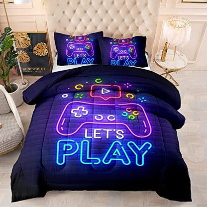 Gaming Bedding Sets for Boys,Twin Comforter Set for Boys,Gaming Comforter Set for Boy,Kids Bedding Twin with 2 Pillowcases,Microfiber Boy Bed Set,All Season Use