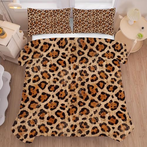 Brown Cheetah Bedding Full/Queen Leopard Print Comforter for Girls