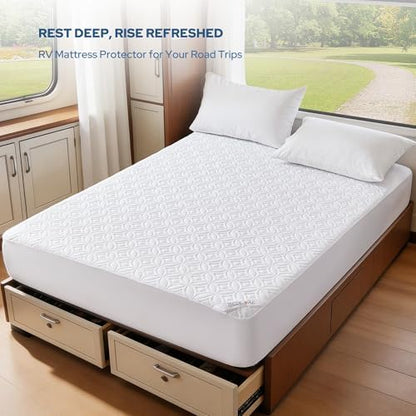 BEDLORE Waterproof Mattress Protector, RV Queen Size Mattress Pad Noiseless