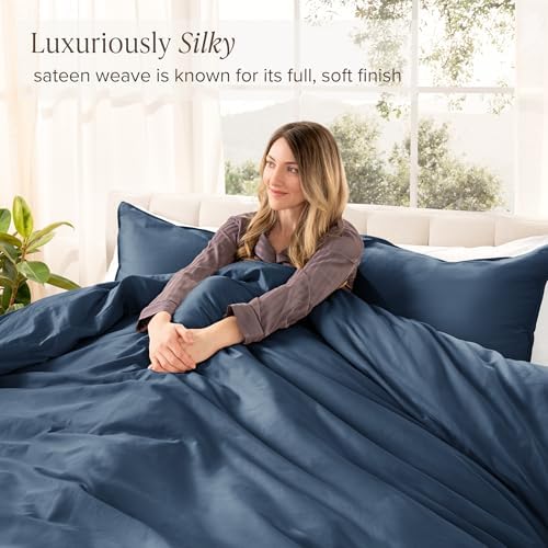 Bare Home 100% Organic Sateen Duvet Cover Set (Twin/Twin XL, Bering Sea)