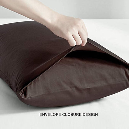 FLXXIE King Pillow Cases Set of 2, Soft Microfiber Pillow Covers with Envelope Closure, Wrinkle, Fade and Stain Resistant Pillowcases, 20x36, Dark Brown