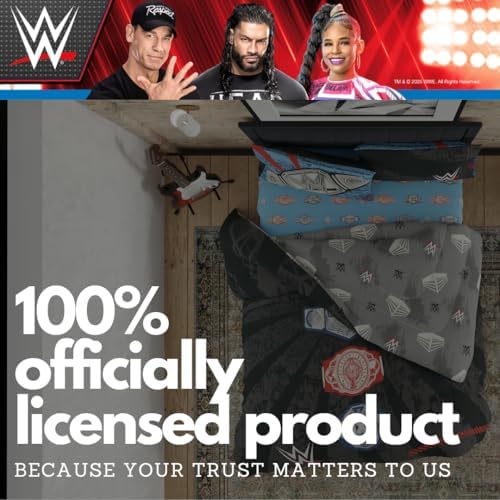 WWE Wrestlemania Bedding Super Soft Microfiber Comforter and Sheet Set, 5 Piece Full Size, (Officially Licensed Product) By Franco