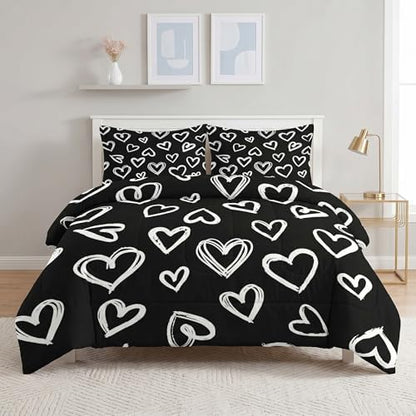 Pamnest Full Comforter Set, 3 Pieces Love Valentine Bedding, All Season