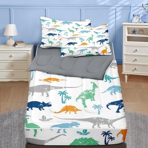 Nesker Dinosaur Full Zipper Bedding for Boys, 3-Piece-All-in-one