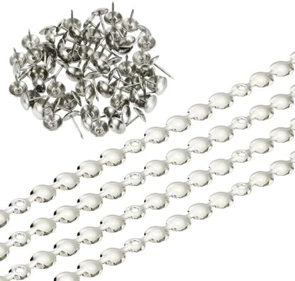 uxcell Upholstery Nailhead Trim, 4 Meters Glossy Upholstery Tacks Strips, Decorative Nail Trims with Nails for Sofa Headboard, Chair DIY Furniture Accessory (11mm Silver)