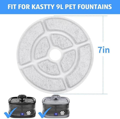Kastty 6 Pack 18CM Larger More Activated Carbon Replacement F-ilters for 9L Large Dog Water Fountains, Food Grade, Made of Coconut Activated Carbon and PP Cotton, 6 + 6 P ump F ilters | 18CM Larger More Food Grade, Made of Coconut Activated Carbon and ...