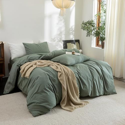 FOSSA Duvet Cover Set 100% Washed Cotton Linen Feel King