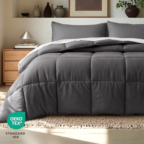 Bare Home Comforter Set (Oversized Queen, Forged Iron Grey)