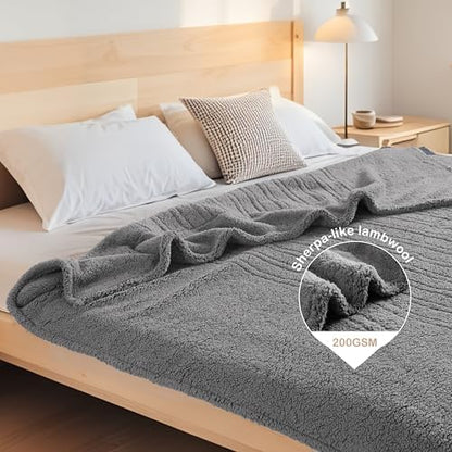 Eydna Electric Heated Blanket Twin Size 62"×84" with 9 Heating Levels & 1-10Hs Auto Off, Heating Blankets Double Sided Plush Sherpa, Energy Efficient, Machine Washable, Gifts for Family- Light Gray