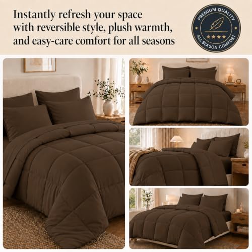 Anluoer King Size Comforter Set, 7 Piece Bed in a Bag King Bedding Sets