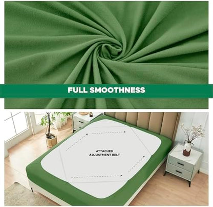 Box Spring Cover Full Size-Sage Stretch Wrap Around 4 Sided Bed Skirt