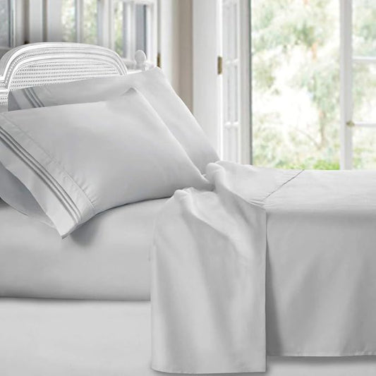 Clara Clark Bed Sheets, Premier 1800 Series 4 Piece Bed Sheet Set, Deep Pocket, Wrinkle, Fade, Stain Resistant, Luxury Soft Bedding Sheets & Pillowcases, California King, Silver Gray