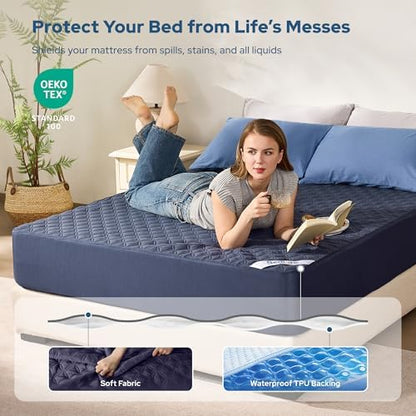 BEDLORE Waterproof Queen Size Mattress Protector, Deep Pocket Fit, Washable