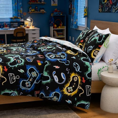 A Nice Night 5pc Gaming Full Comforter Set Glow in The Dark Kids Bedding