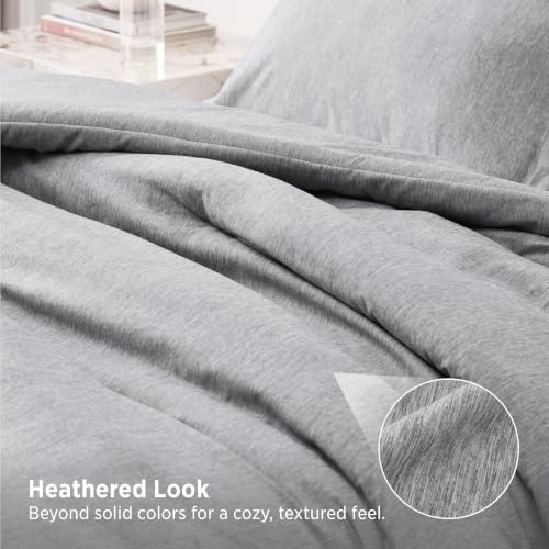 Bedsure Light Grey Queen Comforter Set, Cationic Dyed Bedding Set 3 Pcs