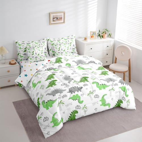 Feelyou Cute Dinosaur 7 Piece Bedding Set for Kids