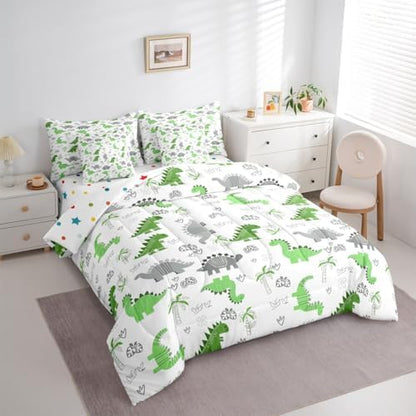 Feelyou Cute Dinosaur 7 Piece Bedding Set for Kids