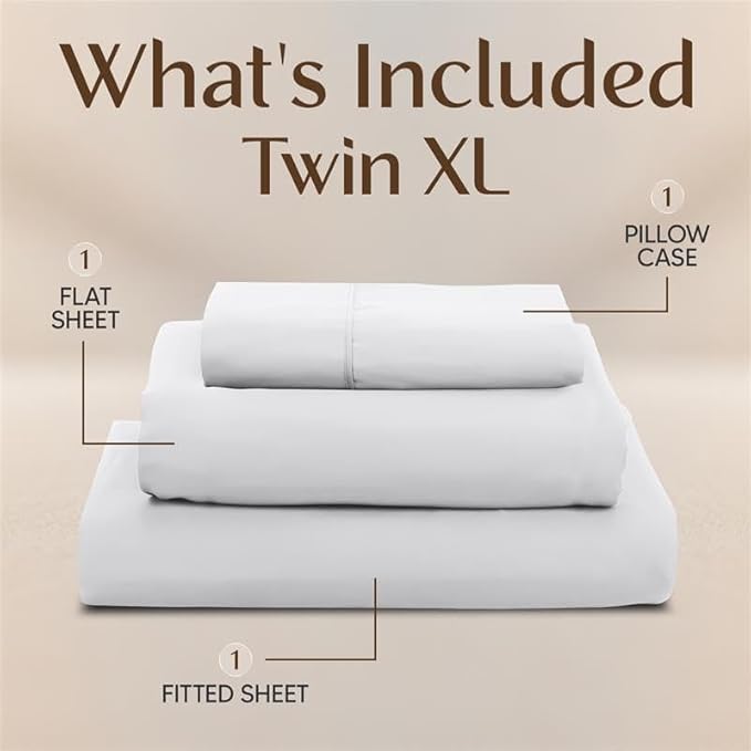 Utopia Bedding Twin XL Sheets - 3 Piece Bedding - Brushed Microfiber - Shrinkage and Fade Resistant - Easy Care (Twin Extra Long White)