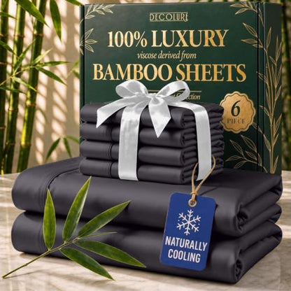 DECOLURE 100% Viscose Derived from Bamboo Sheets | 6 Pc Bed Set