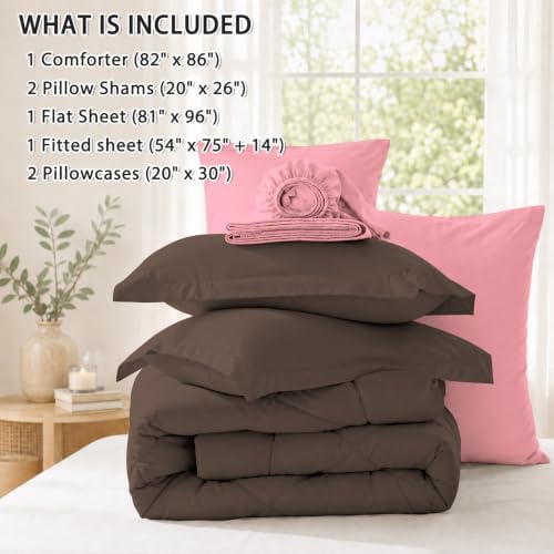 Anluoer Full Size Comforter Sets, 7 Piece Bed in a Bag Full Bedding Sets