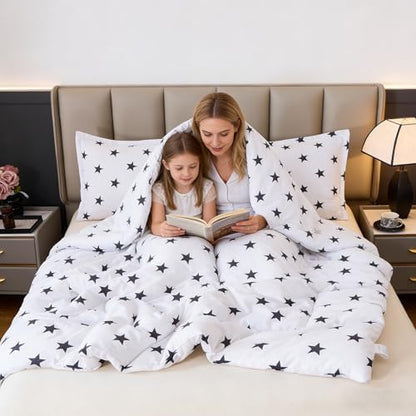 Caressma Star Galaxy White Comforter Set Twin Size 2pcs with Pillowcase