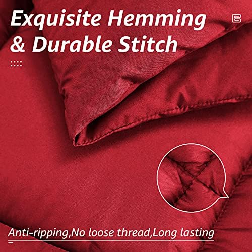 HYLEORY All Season California King Size Bed Comforter - Cooling Down Alternative Quilted Duvet Insert with Corner Tabs - Winter Warm - Machine Washable - Red