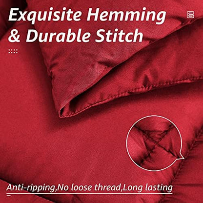 HYLEORY All Season California King Size Bed Comforter - Cooling Down Alternative Quilted Duvet Insert with Corner Tabs - Winter Warm - Machine Washable - Red