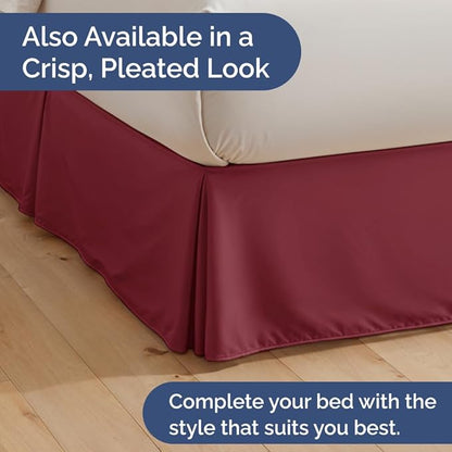 Bedskirt King Size Ruffle - 12 inch Drop Dust Ruffle Bed Skirt with Platform - Ultra-Soft, Easy Fit, Premium Hotel Quality - Wrinkle, Fade & Shrink Resistant - for Women, Men, Kids & Teens - Burgundy