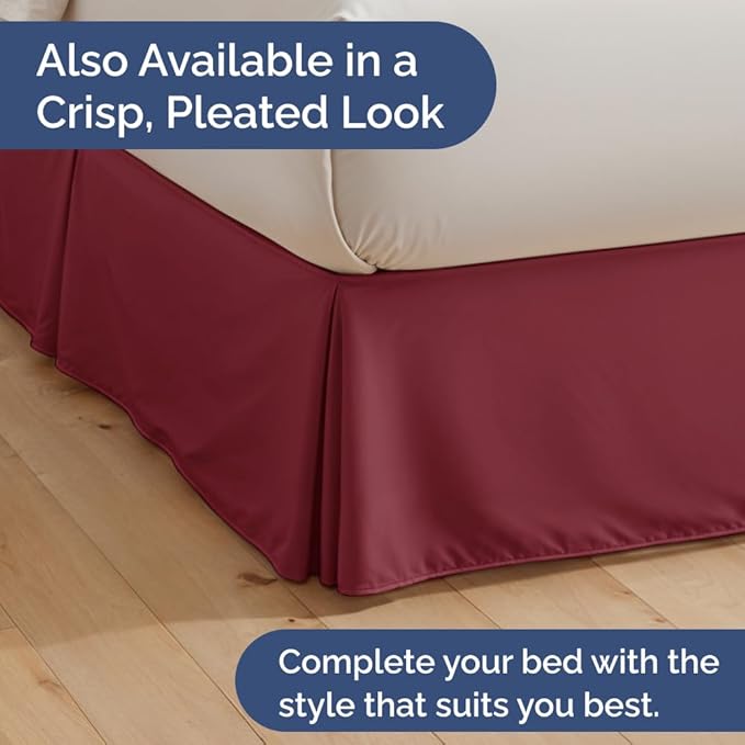 Bedskirt Full Size Ruffle - 15 inch Drop Dust Ruffle Bed Skirt with Platform - Ultra-Soft, Easy Fit, Premium Hotel Quality - Wrinkle, Fade & Shrink Resistant - for Women, Men, Kids & Teens - Burgundy
