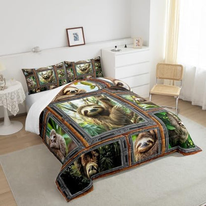 Feelyou Sloth Bedding Set Toddler Size 3Pcs for Kids Women Men