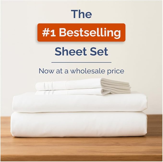 Bulk Case Pack of 16 Sheet Sets - (16) Complete Full Size Sheet Sets with Deep Pockets - Wholesale Bulk Bedding for Hotels, Spas & Airbnbs - Breathable, Cooling & Wrinkle Free - (Full, Antique White)