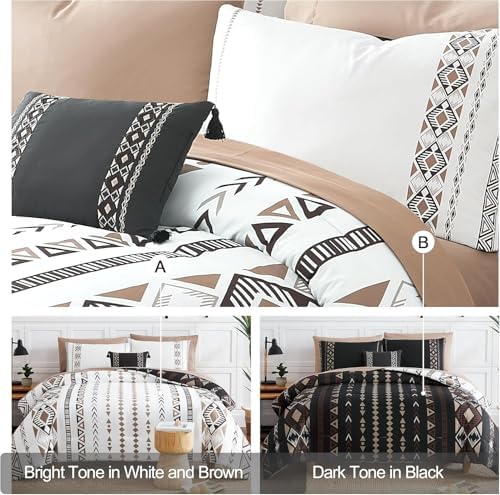 Oversized King Comforter Sets - 7 Pieces Western Bedding Boho Bed in a Bag
